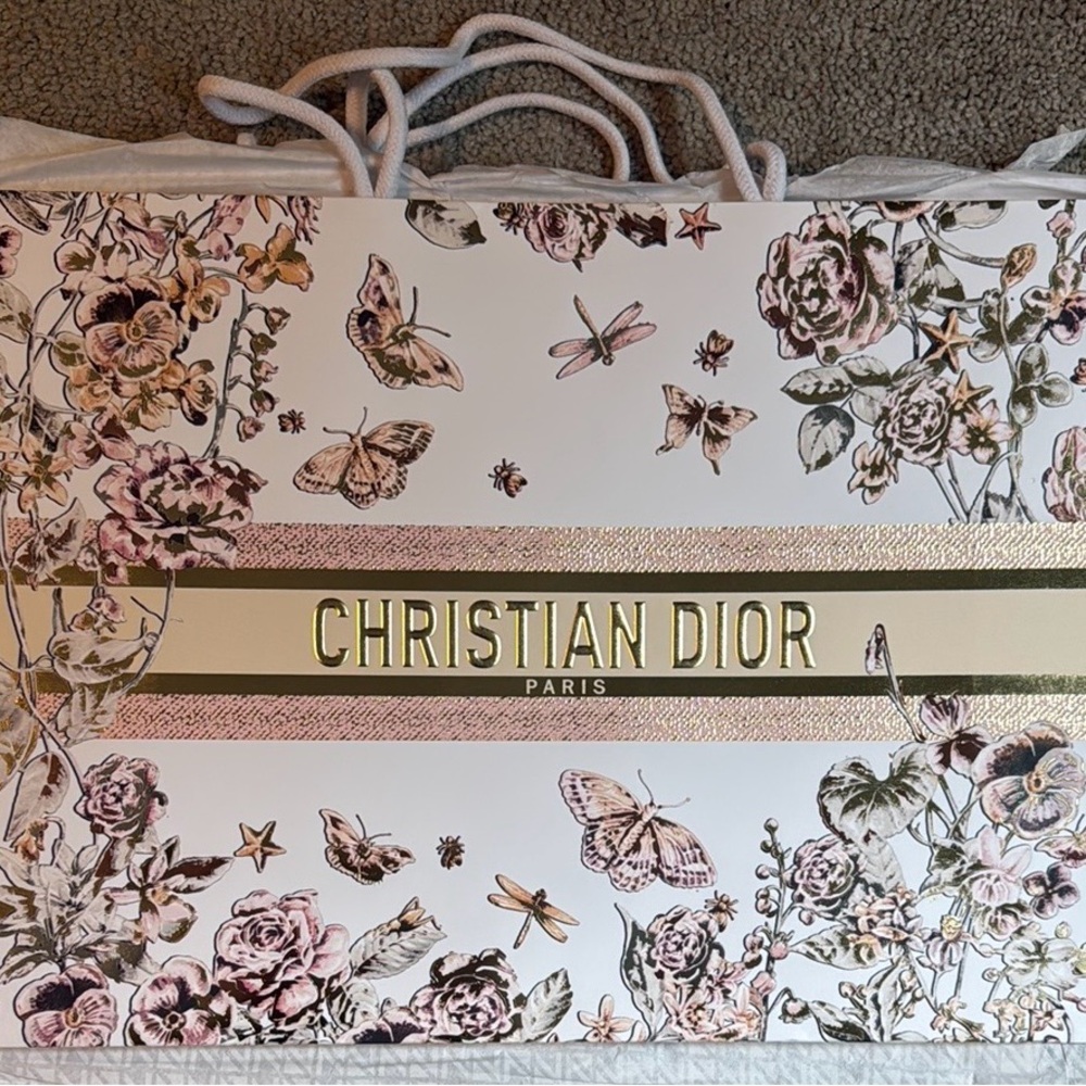 New Dior Gold and Pink Floral gift / shopping bag large